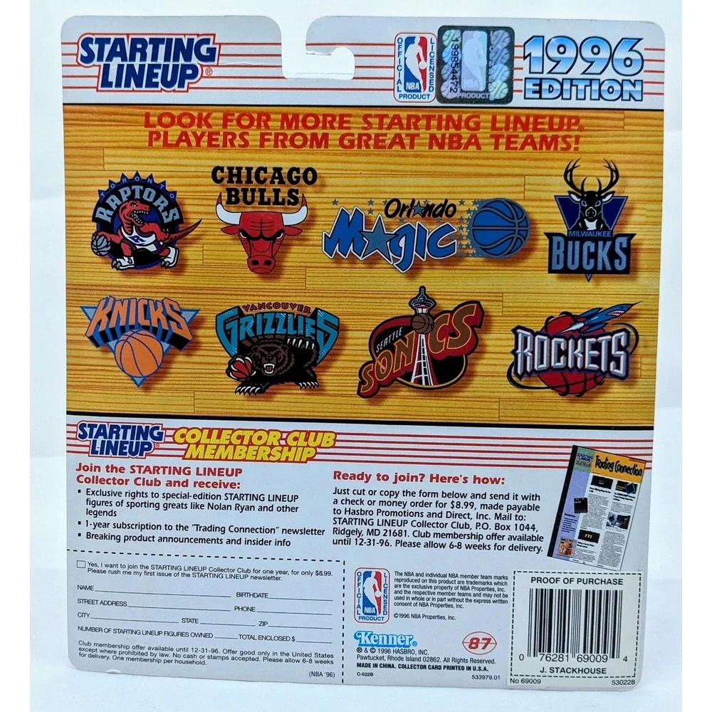 1996 Starting Lineup Jerry Stackhouse Philadelphia 76ers Basketball Figure